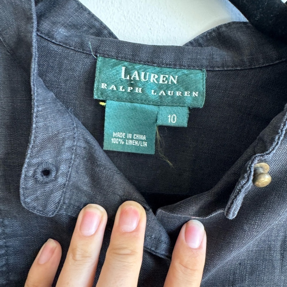 Ralph Lauren Black Linen Button Down Preppy Cottagecore Boho 10 Coquette Girl - Picture 3 of 4
